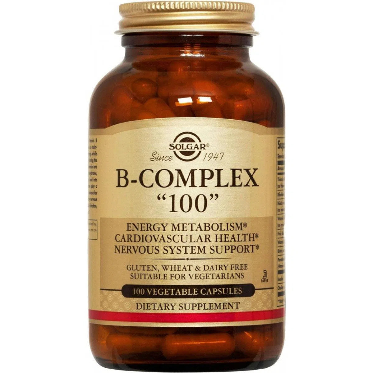 Solgar B-Complex "100"-100 vegetable capsules-N101 Nutrition