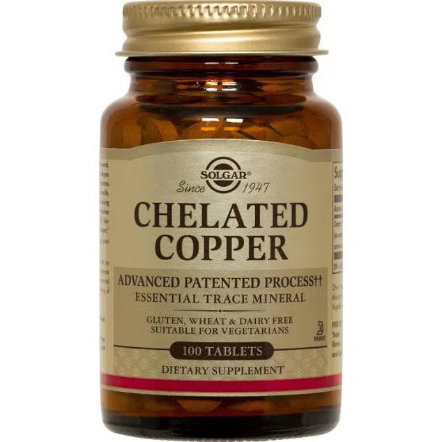 Solgar Chelated Copper-100 tablets-N101 Nutrition