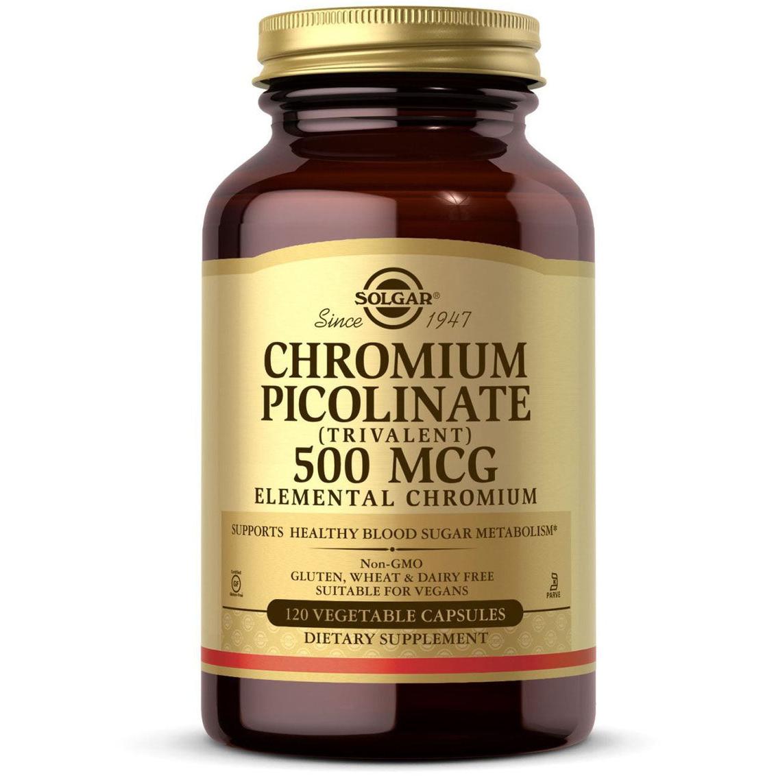 Solgar Chromium Picolinate 500 mcg-120 vegetable capsules-N101 Nutrition