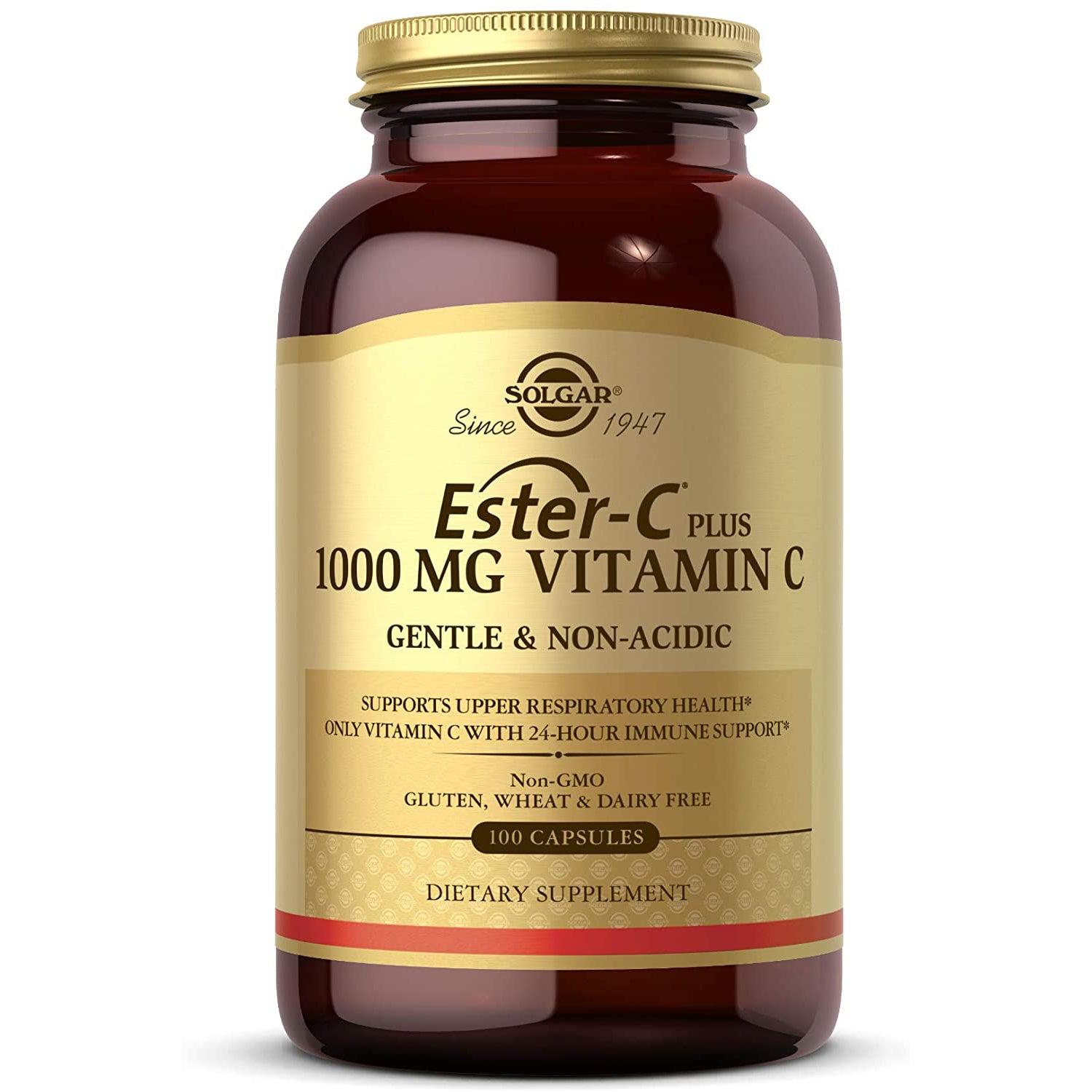 Solgar Ester-C Plus 1000 mg Vitamin C with Citrus Bioflavonoids-100 capsules-N101 Nutrition