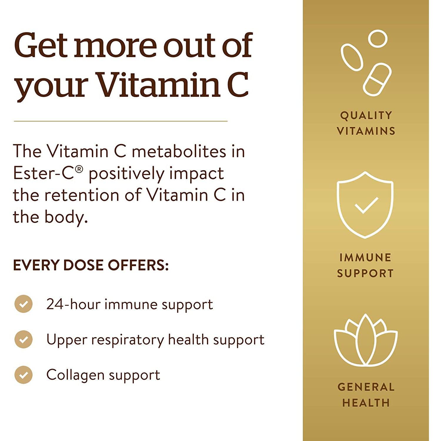 Solgar Ester-C Plus 1000 mg Vitamin C with Citrus Bioflavonoids-N101 Nutrition