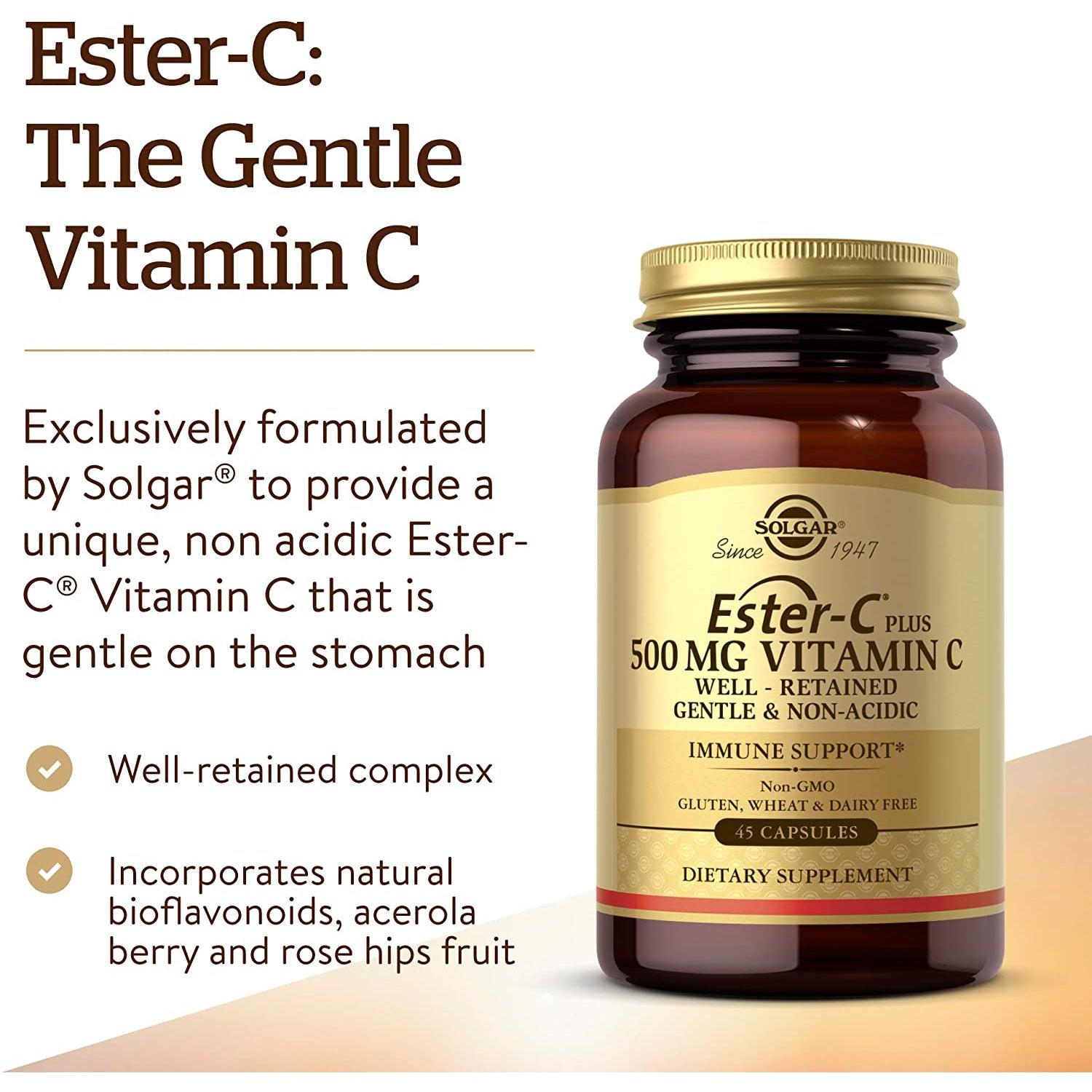 Solgar Ester-C Plus 500 mg Vitamin C with Citrus Bioflavonoids (50 capsules)-N101 Nutrition