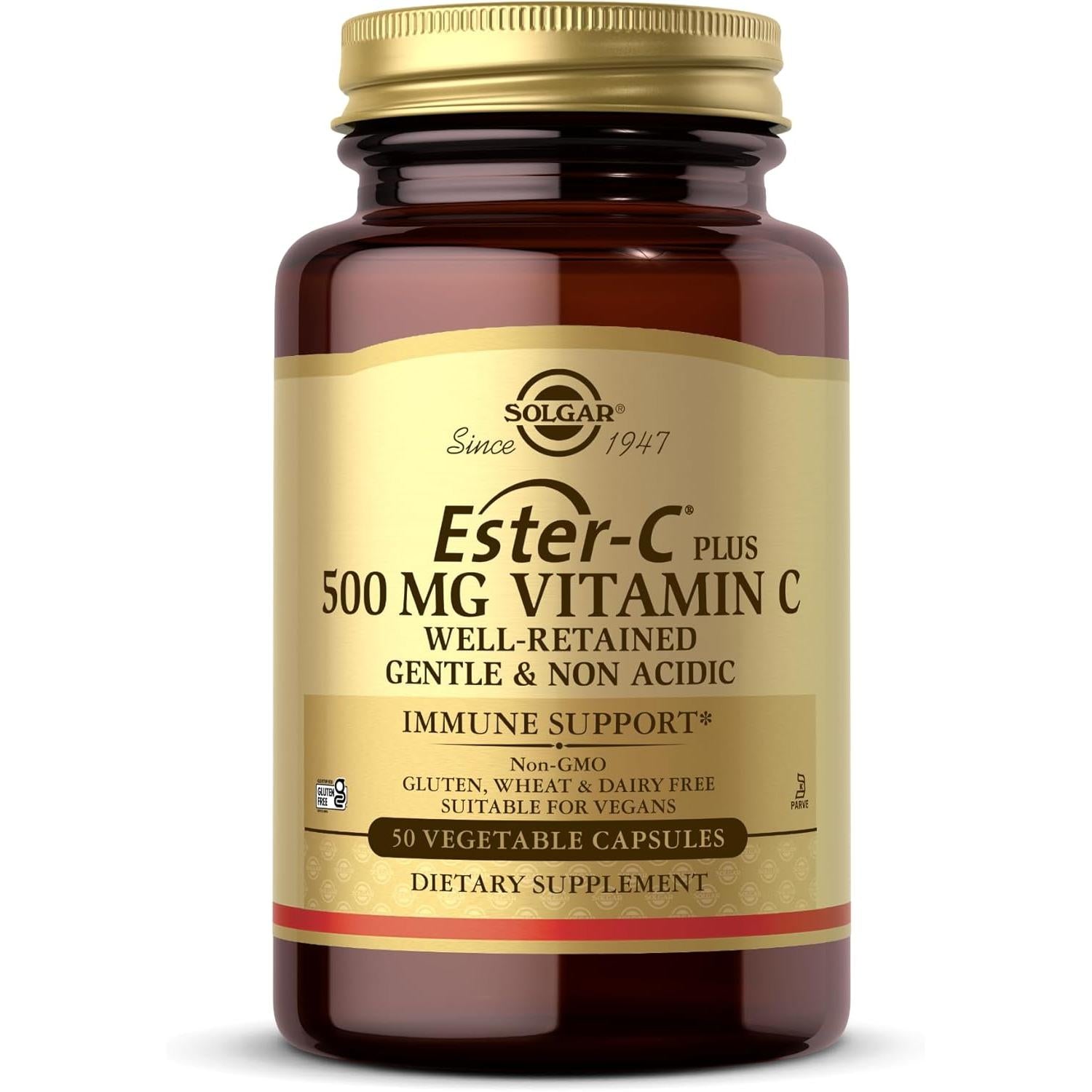 Solgar Ester-C Plus 500 mg Vitamin C with Citrus Bioflavonoids (50 capsules)-50 capsules-N101 Nutrition
