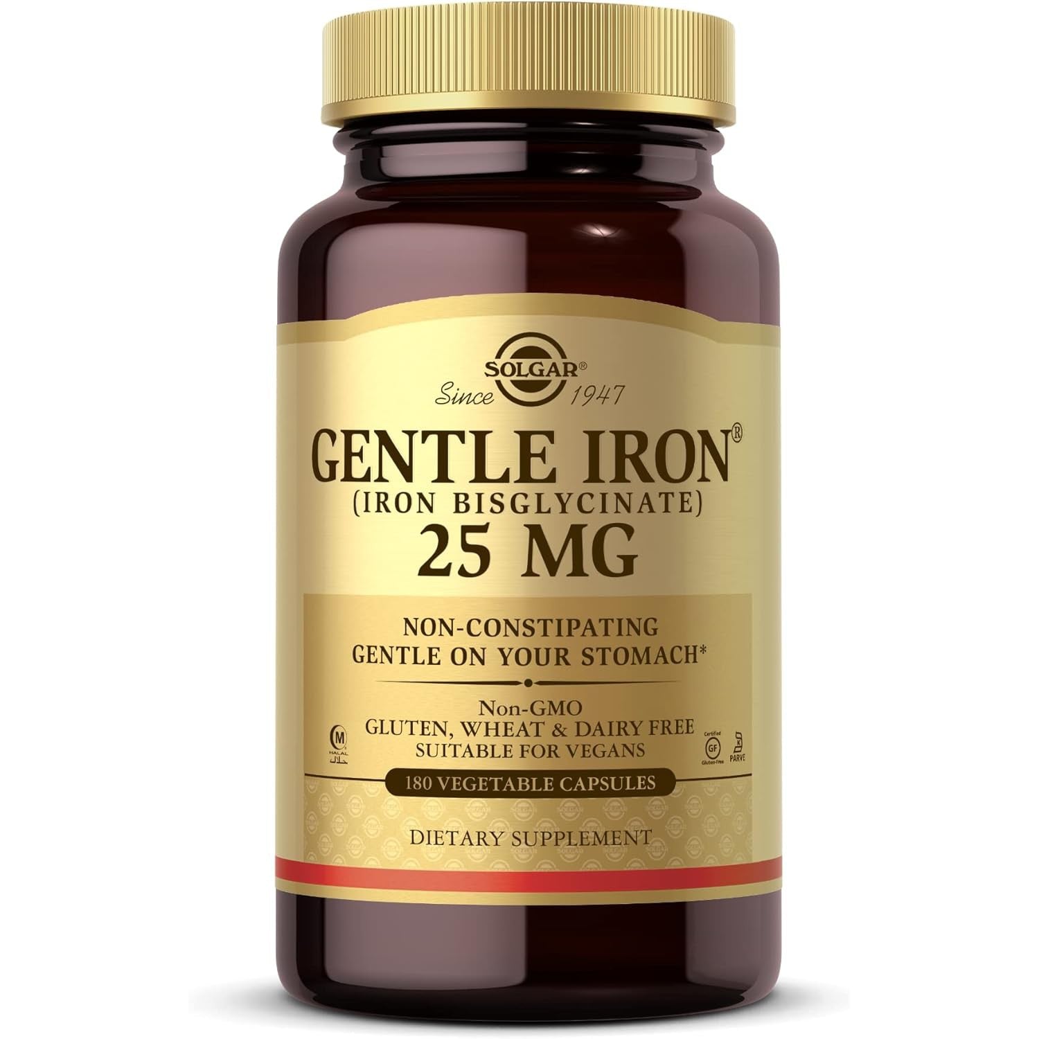 Solgar Gentle Iron 25 mg-180 vegetable capsules-N101 Nutrition