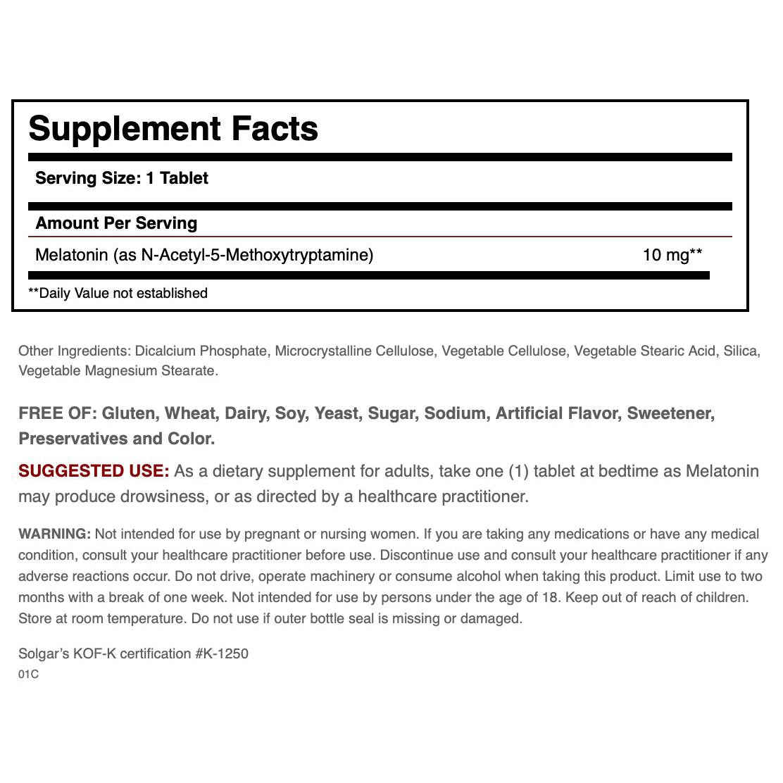 Solgar Melatonin 10 mg-N101 Nutrition