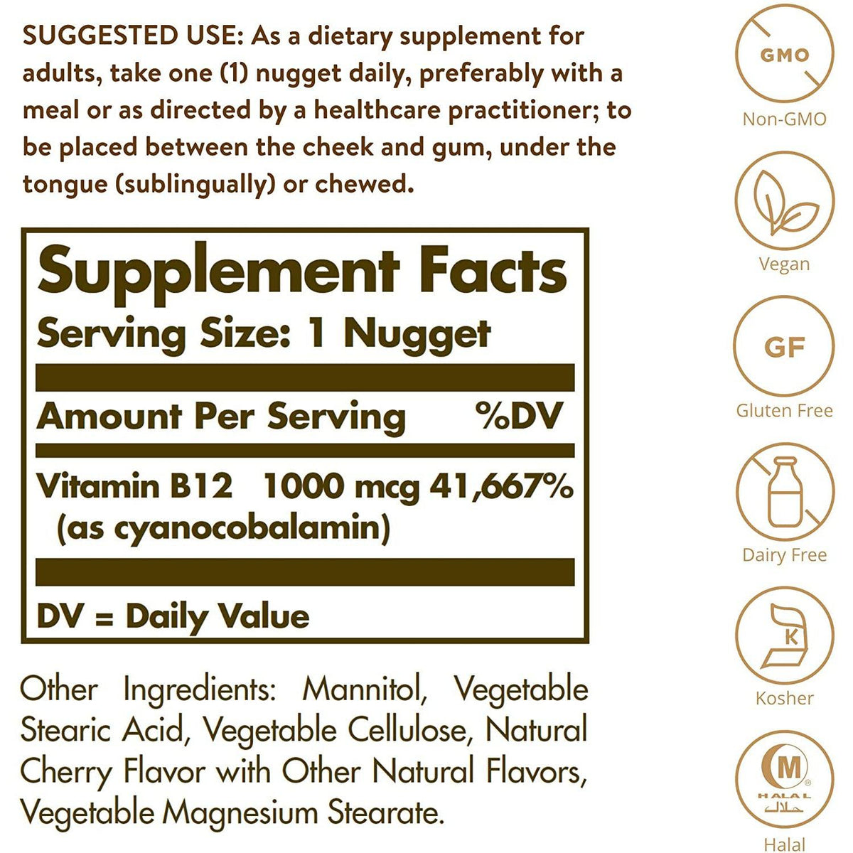 Solgar Sublingual Vitamin B12 1000 mcg-N101 Nutrition
