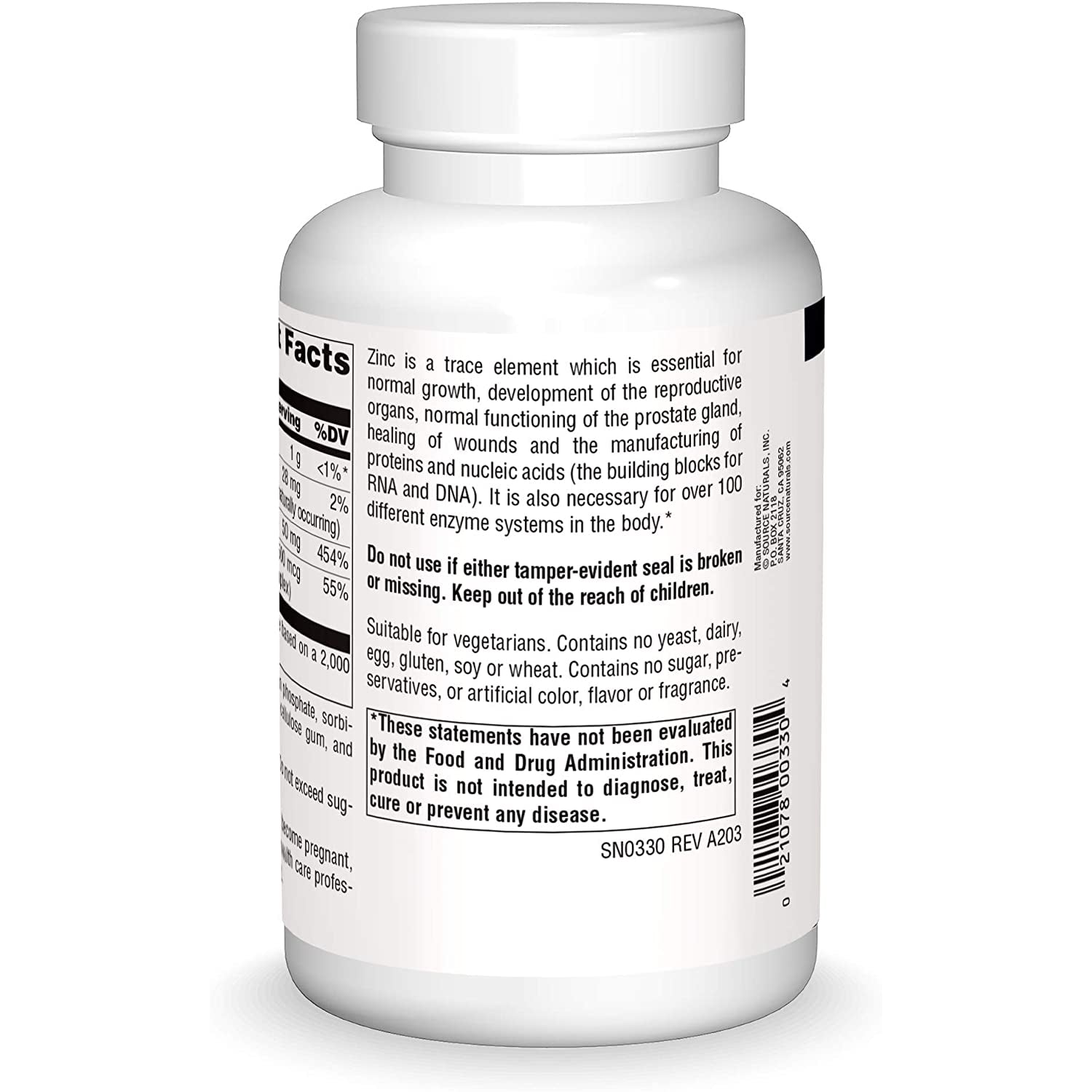 Source Naturals Zinc Amino Acid Chelate 50 mg-N101 Nutrition