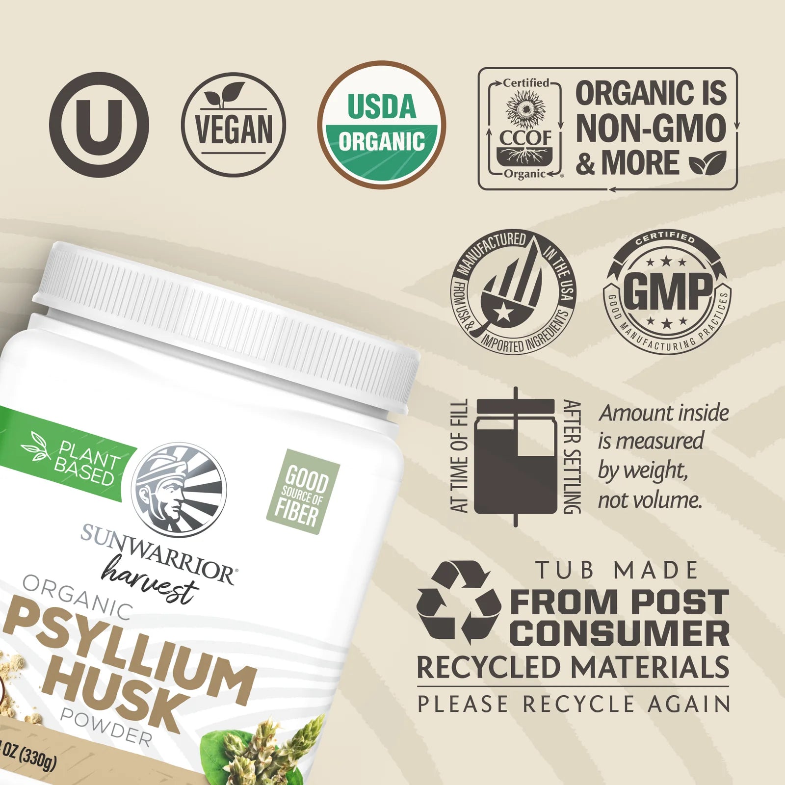 Sunwarrior Organic Psyllium Husk Powder-N101 Nutrition
