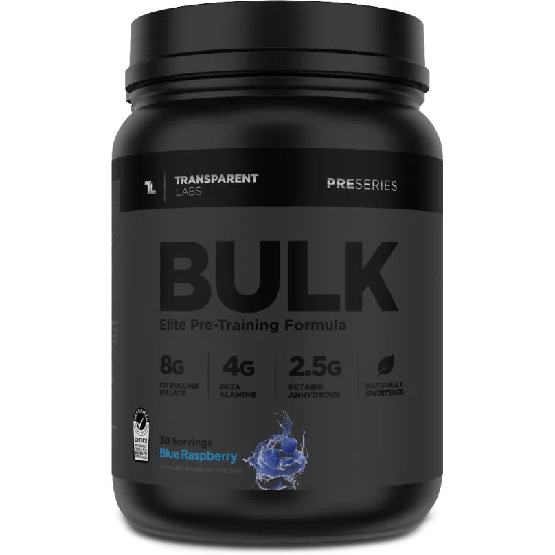 Transparent Labs BULK Black Elite Pre-Training Formula-30 servings-Blue Raspberry-N101 Nutrition