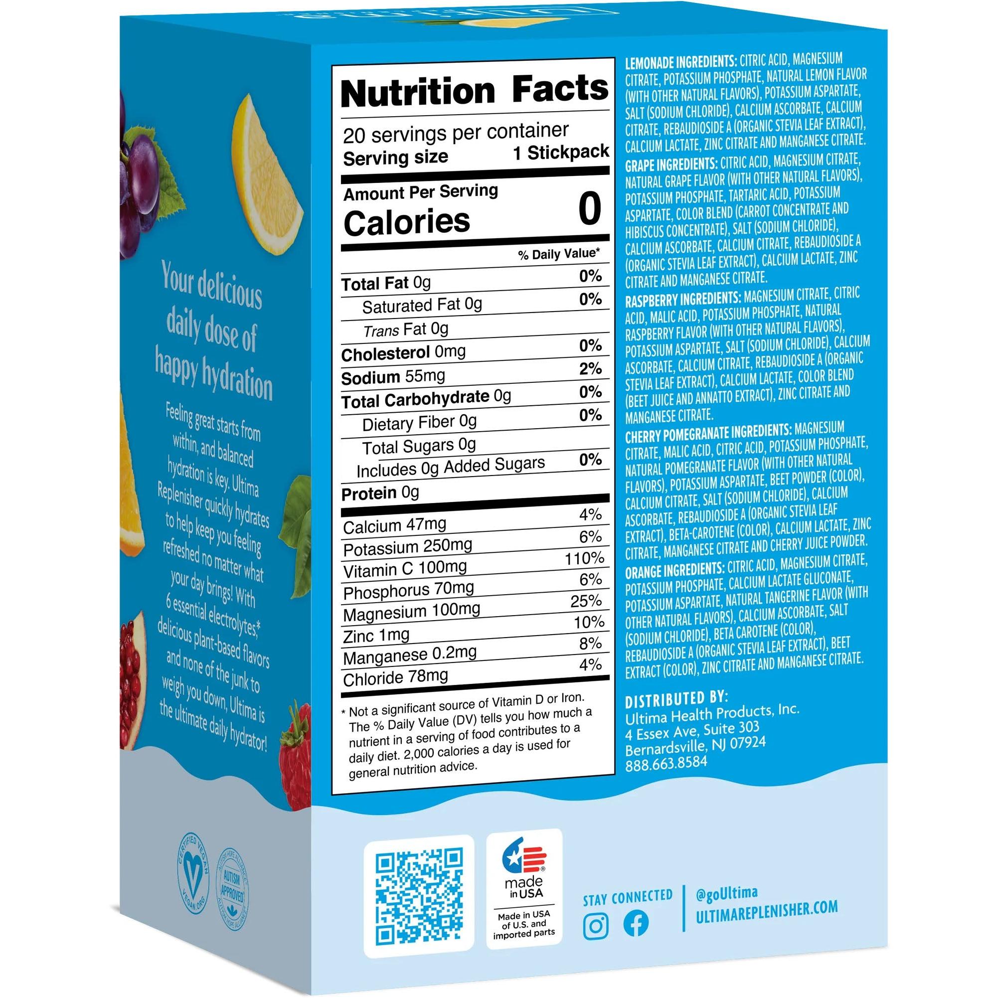 Ultima Replenisher Electrolyte Drink Mix Variety Stickpacks-N101 Nutrition