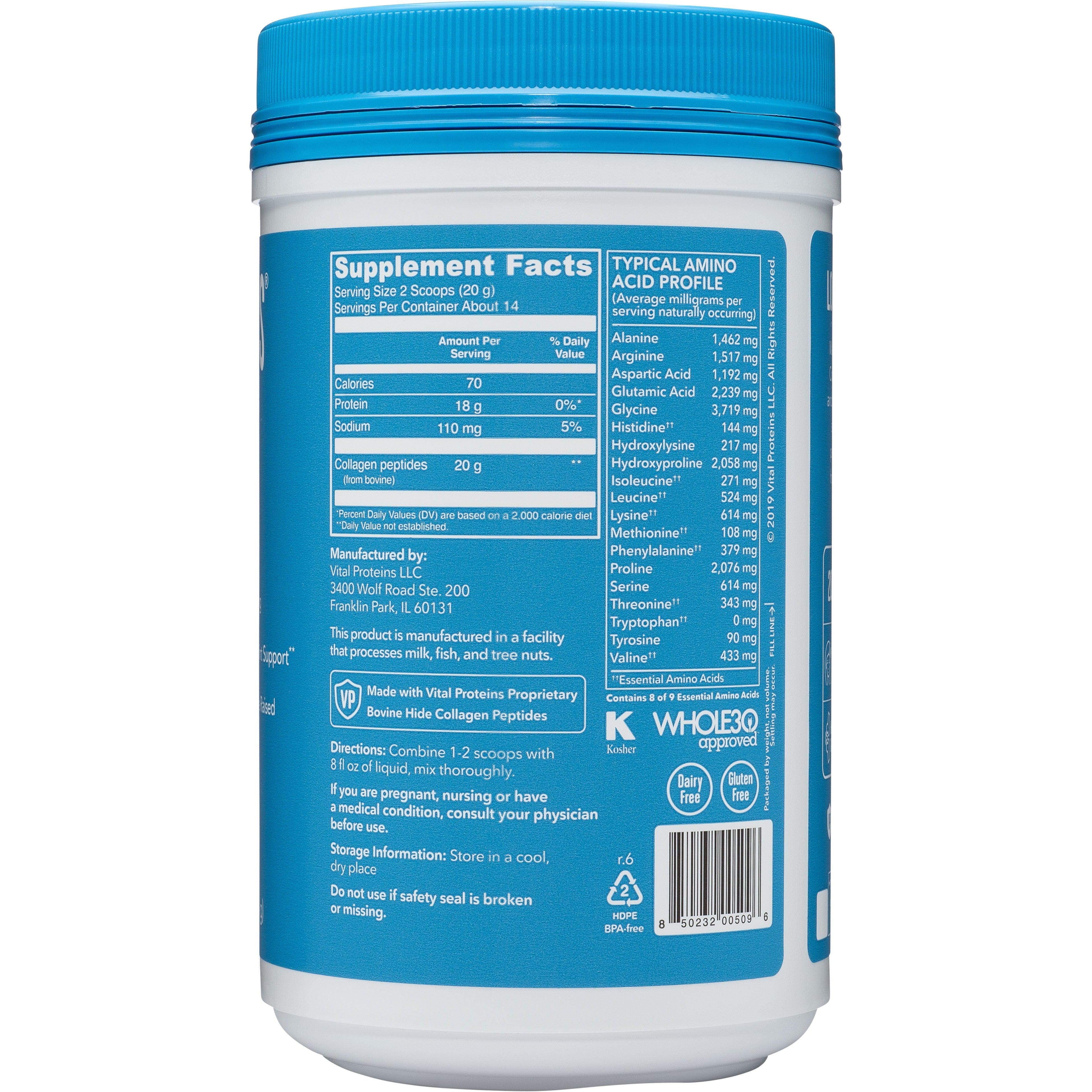 Vital Proteins Collagen Peptides - Unflavored (BEST BY OCT 2029 - FINAL SALE / NO RETURNS)-N101 Nutrition