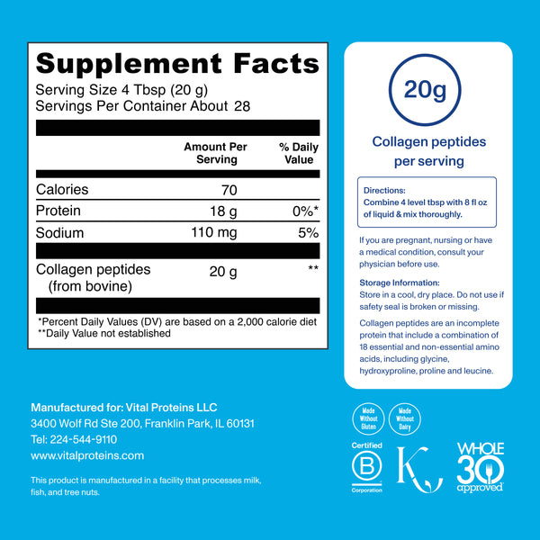 Vital Proteins Collagen Peptides - Unflavored (BEST BY OCT 2029 - FINAL SALE / NO RETURNS)-N101 Nutrition