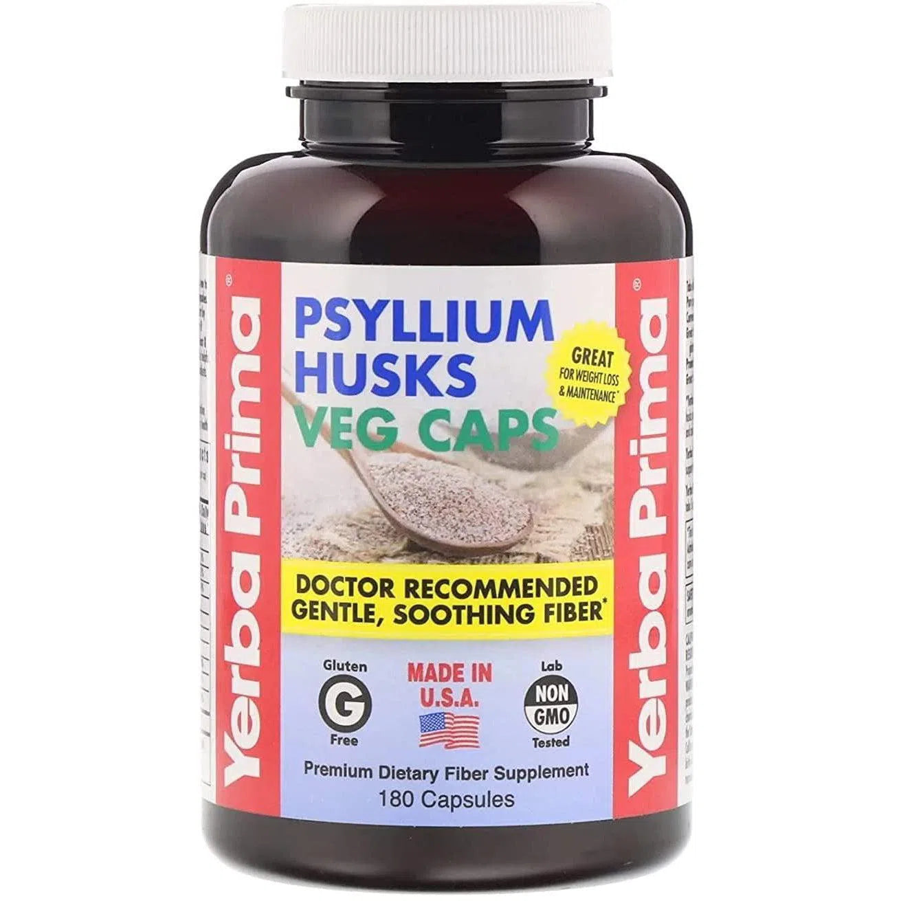 Yerba Prima Psyllium Husks Veg Caps-180 veg caps-N101 Nutrition