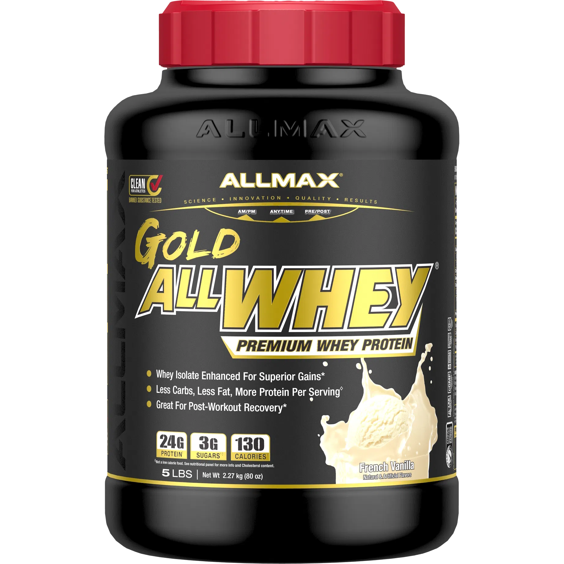 ALLMAX Gold AllWhey Premium Whey Protein-5 lbs (2.27 kg)-Creamy Vanilla-N101 Nutrition