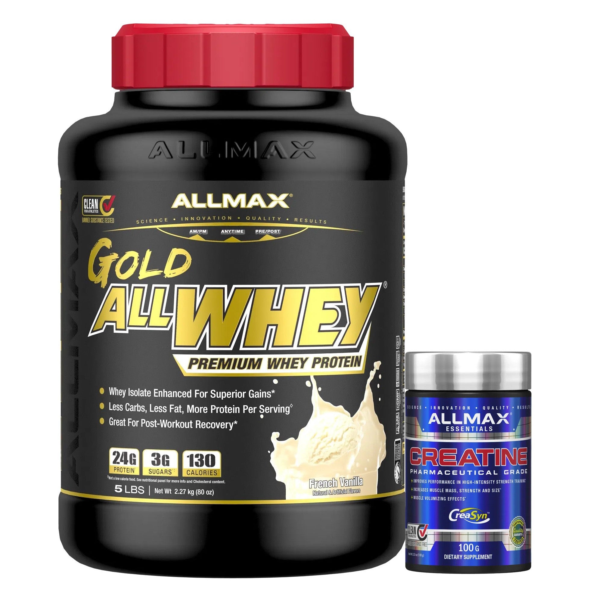 ALLMAX Gold AllWhey Premium Whey Protein 5lbs + FREE Allmax Creatine Powder 100g-N101 Nutrition