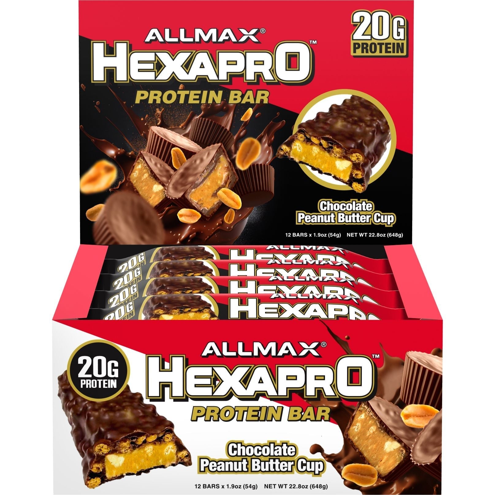 ALLMAX Hexapro Protein Bars-1 box (12 bars)-Chocolate Peanut Butter Cup-N101 Nutrition