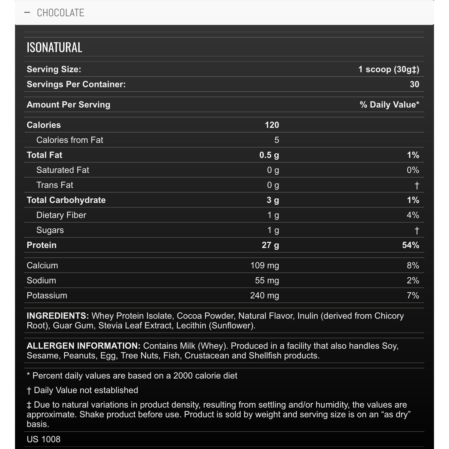 ALLMAX IsoNatural Whey Protein Isolate-N101 Nutrition