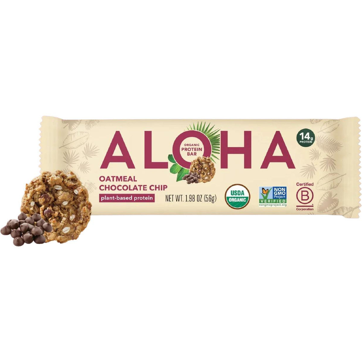 ALOHA Organic Plant-Based Protein Bars-Single Bar (56 g)-Oatmeal Chocolate Chip-N101 Nutrition