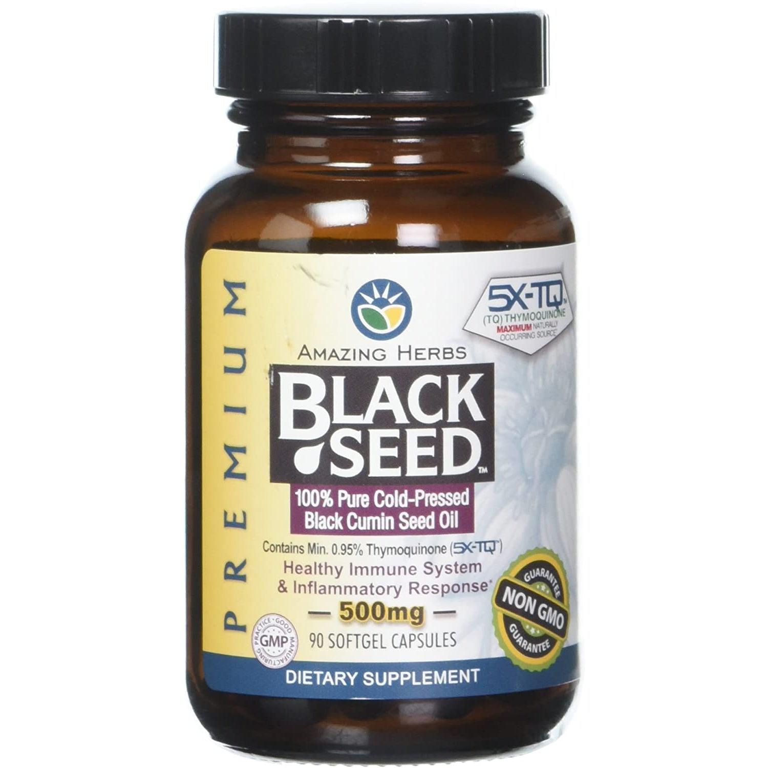 Amazing Herbs Premium Black Seed Oil Softgels 500mg-90 softgels-N101 Nutrition