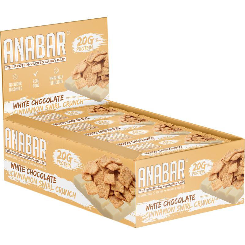 Anabar Protein Bar-Box (12 bars)-White Chocolate Cinnamon Swirl Crunch-N101 Nutrition