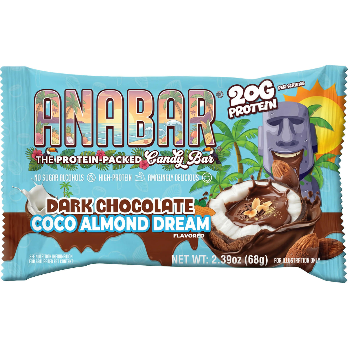 Anabar Protein-Packed Candy Bar-Single Bar (65 g)-Dark Chocolate Coco Almond Dream-N101 Nutrition