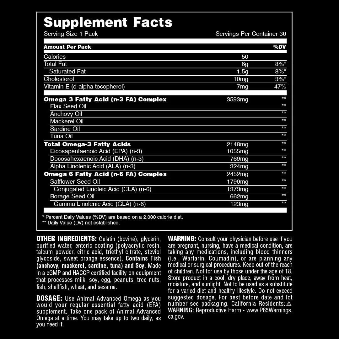 Animal Advanced Omega-N101 Nutrition