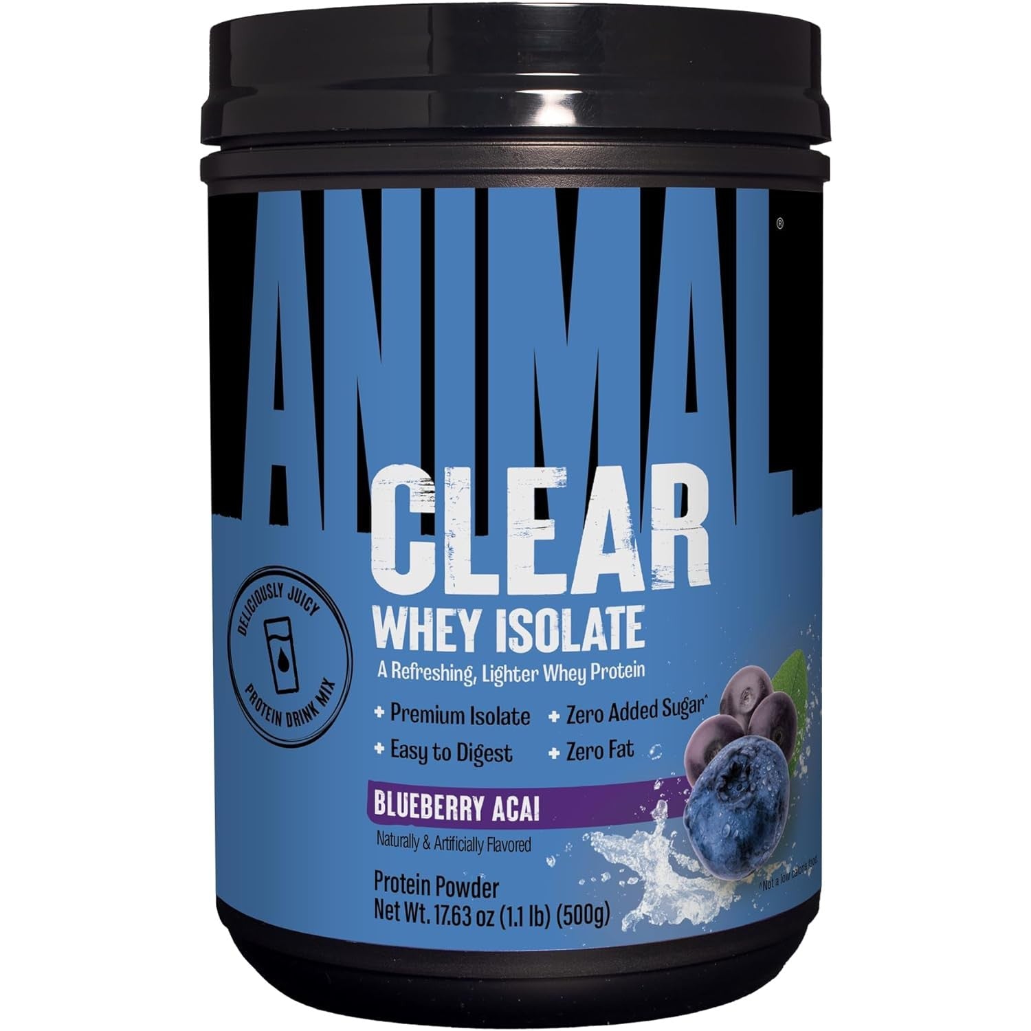 Animal Clear Whey Isolate-20 servings (500 g)-Blueberry Acai-N101 Nutrition