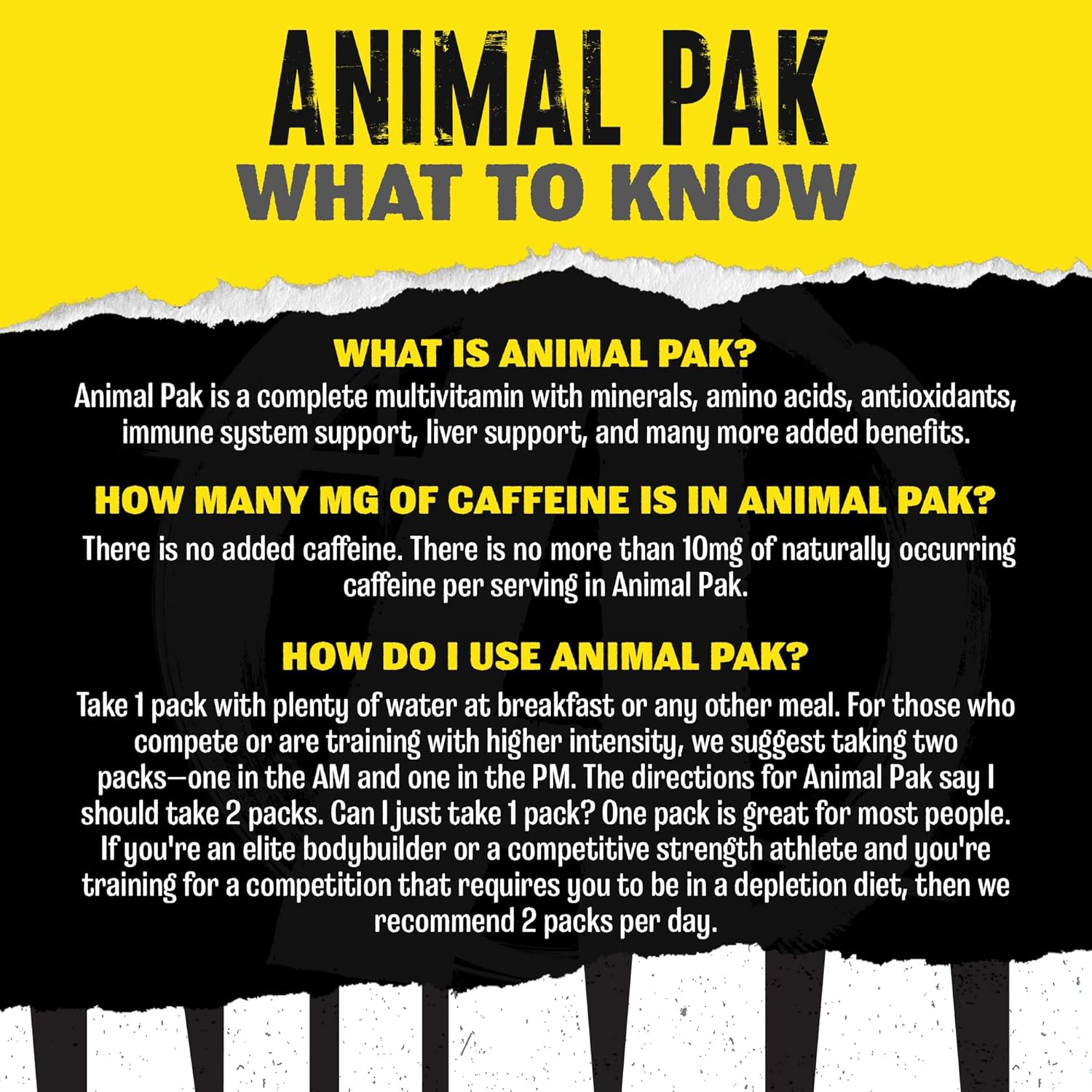 Animal Pak-N101 Nutrition