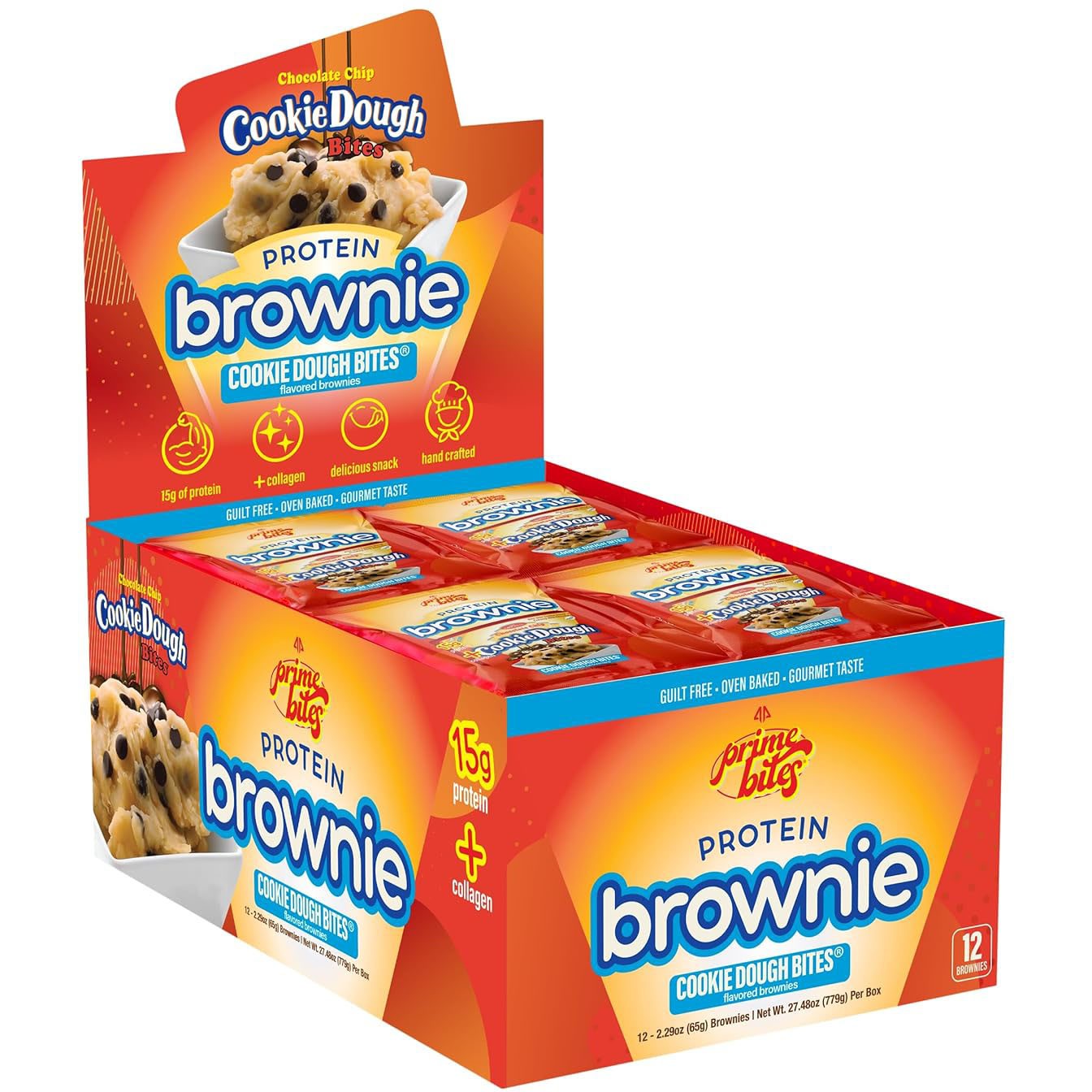 AP Primebites Protein Brownies-Box (12 Brownies)-Chocolate Chip Cookie Dough-N101 Nutrition