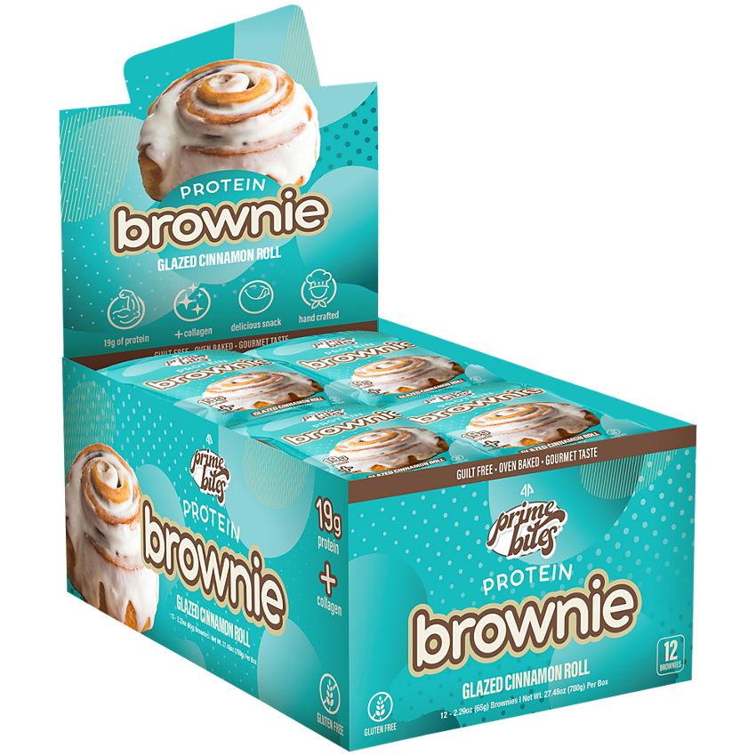 AP Primebites Protein Brownies-Box (12 Brownies)-Glazed Cinnamon Roll-N101 Nutrition