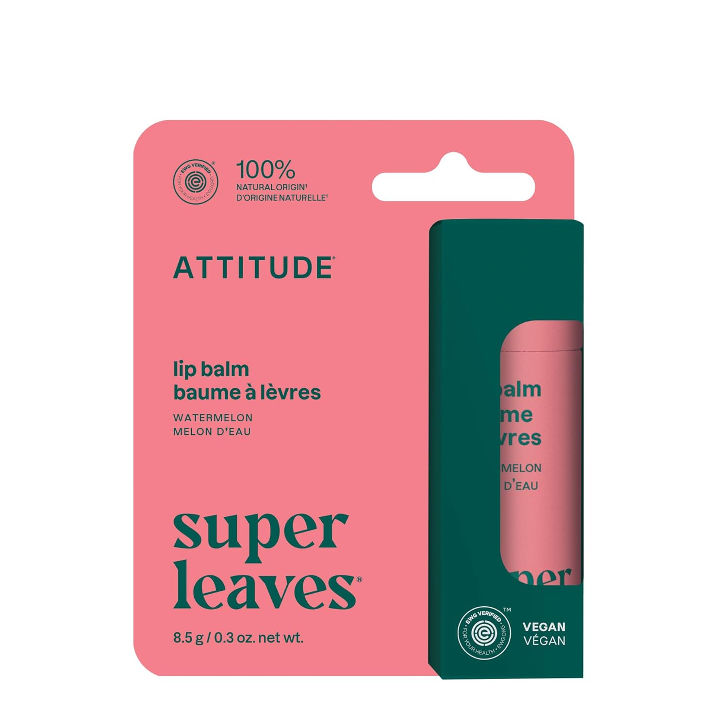 ATTITUDE super leaves™ Lip Balm-8.5 g (0.3 oz)-Watermelon-N101 Nutrition