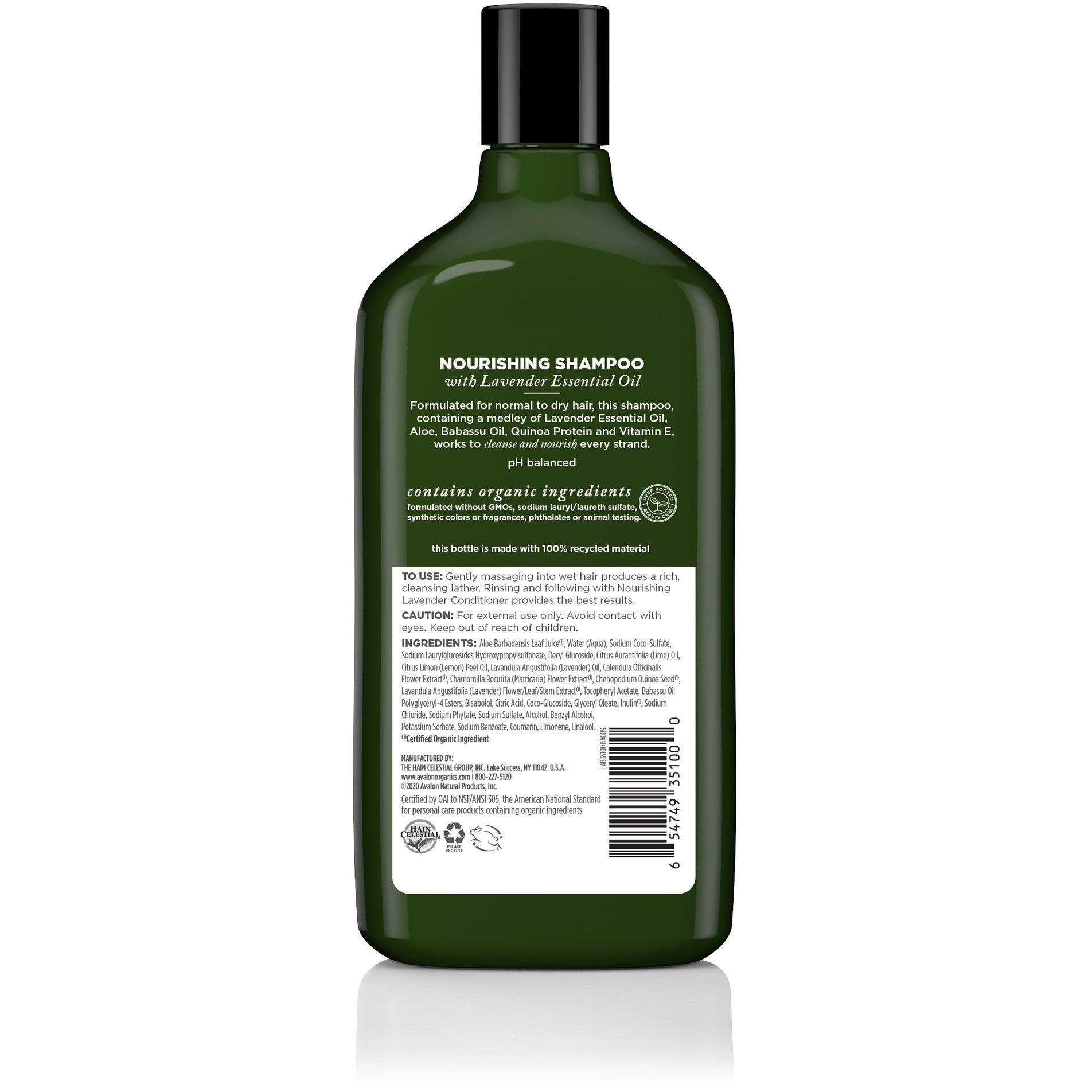 Avalon Organics Nourishing Lavender Shampoo-11 fl oz (325 mL)-N101 Nutrition