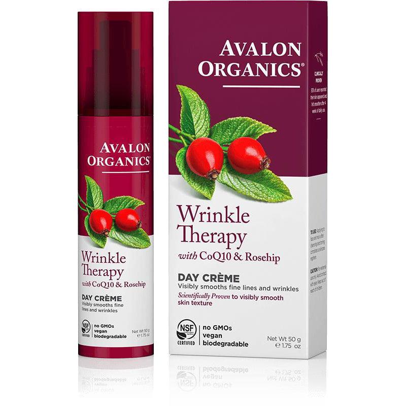 Avalon Organics Wrinkle Therapy with CoQ10 & Rosehip Day Creme-1.75 oz (50 g)-N101 Nutrition