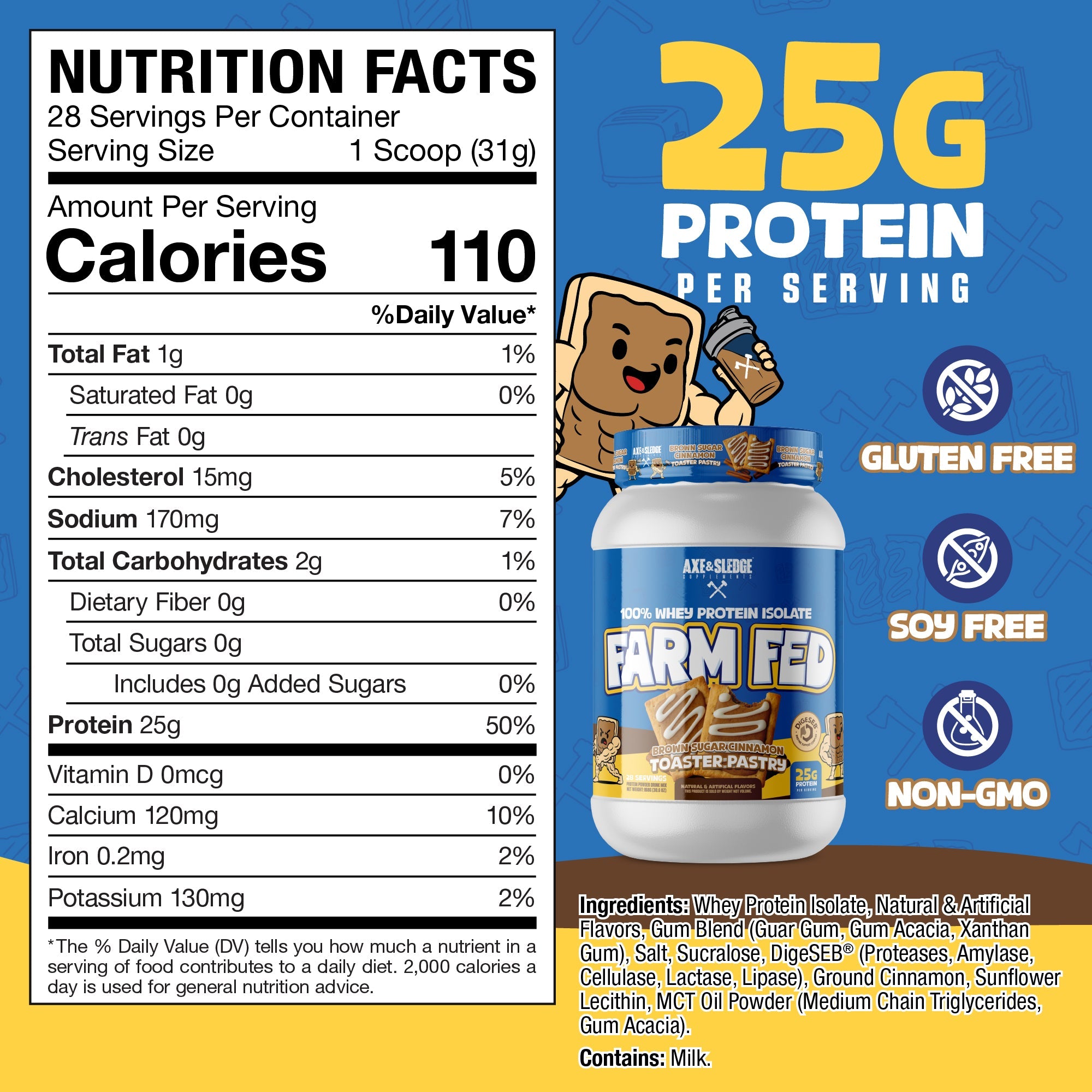 Axe & Sledge FARM FED 100% Whey Protein Isolate-N101 Nutrition