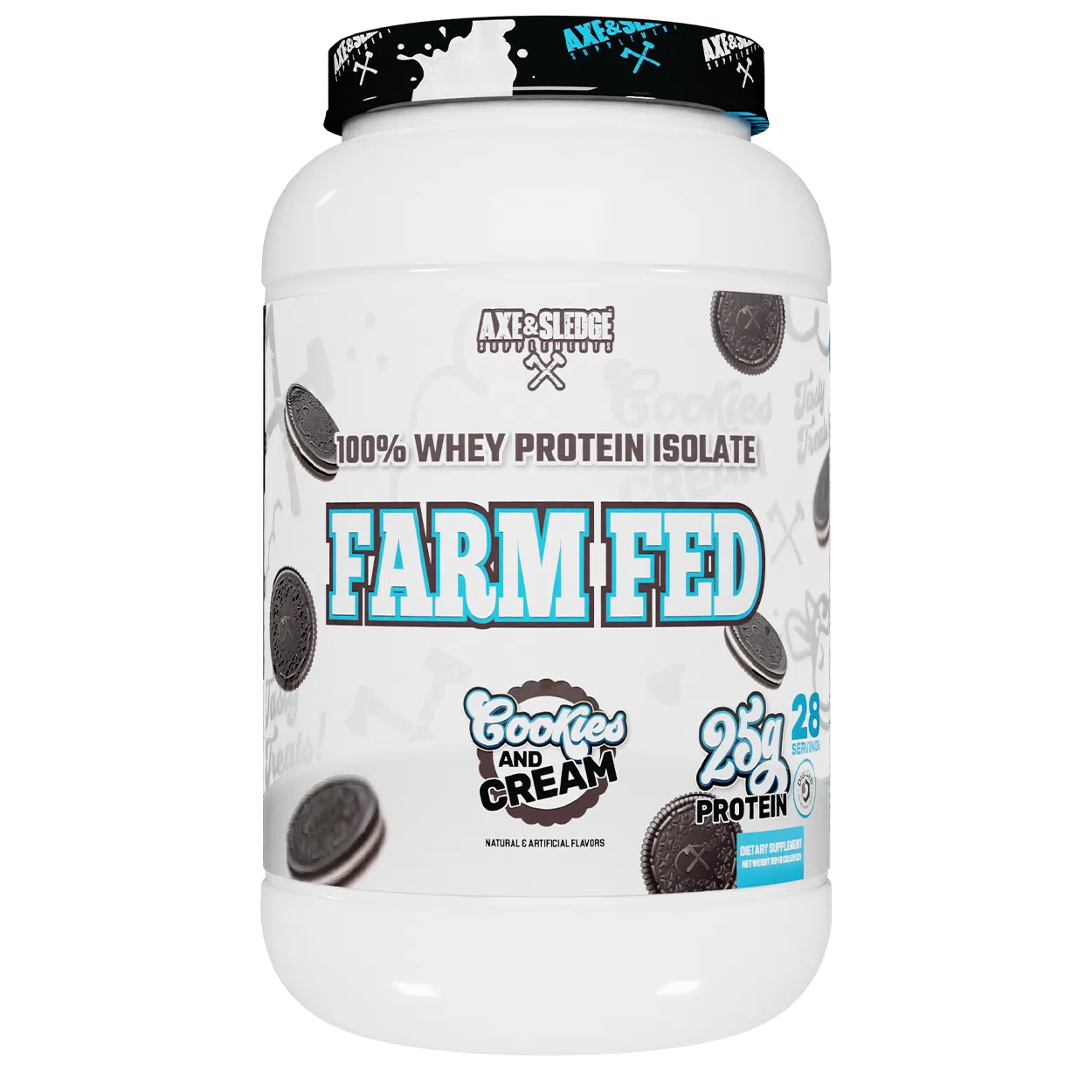 Axe & Sledge FARM FED 100% Whey Protein Isolate-28 servings-Cookies and Cream-N101 Nutrition