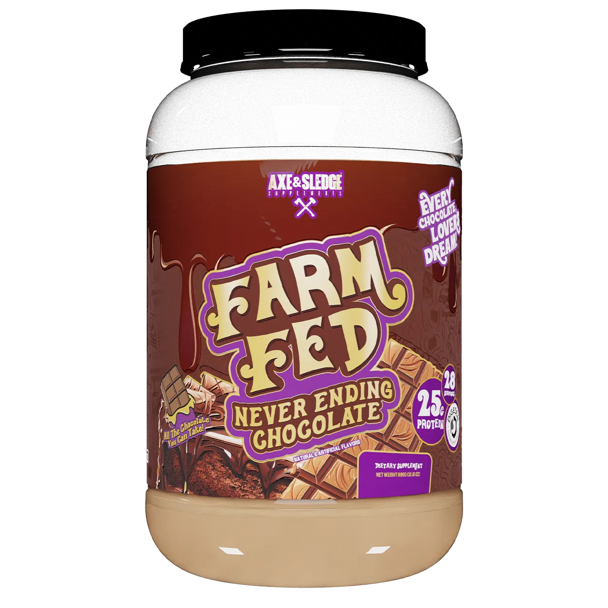 Axe & Sledge FARM FED 100% Whey Protein Isolate-28 servings-Never Ending Chocolate-N101 Nutrition