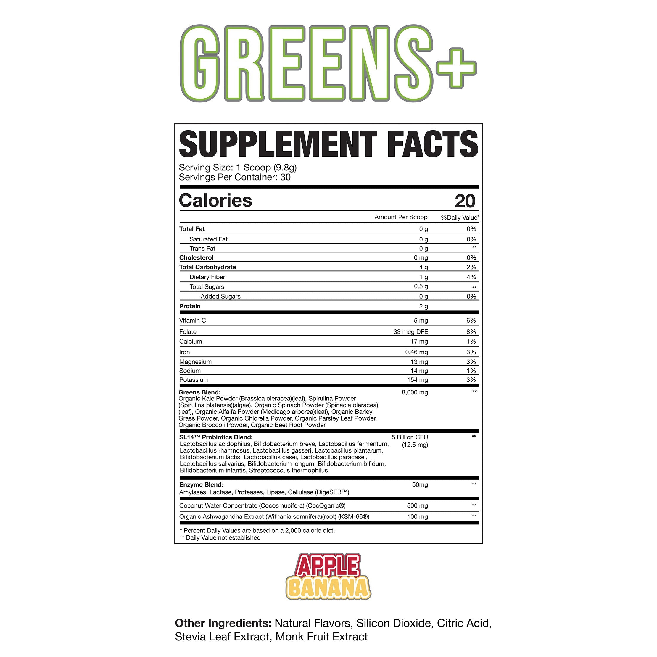 Axe & Sledge Greens+-30 servings-Apple Banana-N101 Nutrition