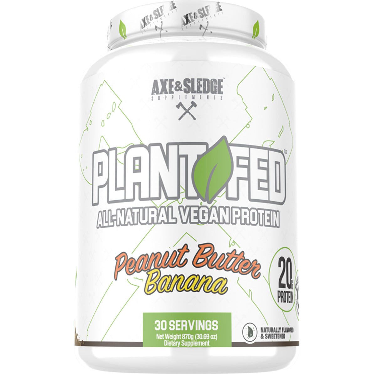 Axe & Sledge Plant Fed All-Natural Vegan Protein-30 servings-Peanut Butter Banana-N101 Nutrition