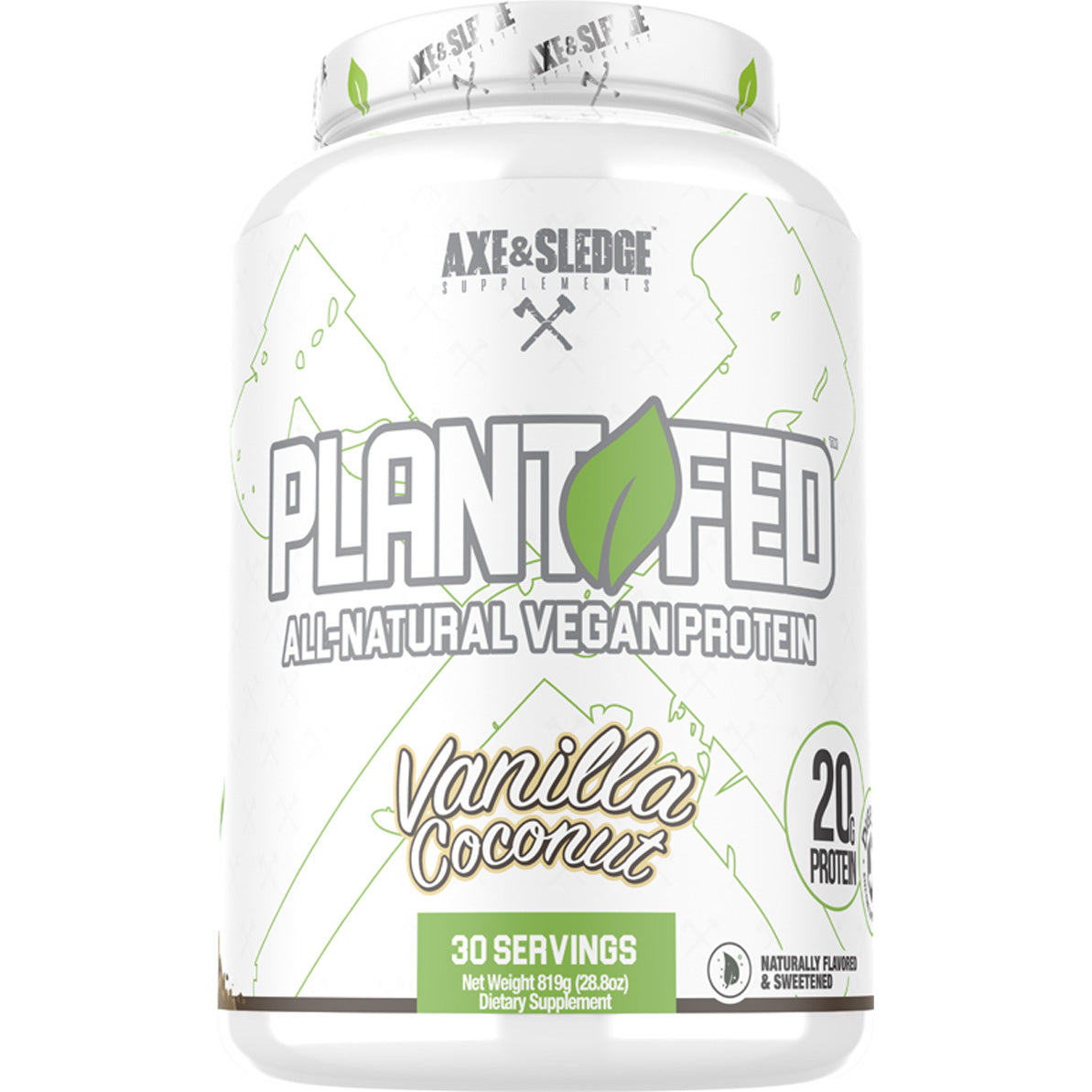 Axe & Sledge Plant Fed All-Natural Vegan Protein-30 servings-Vanilla Coconut-N101 Nutrition