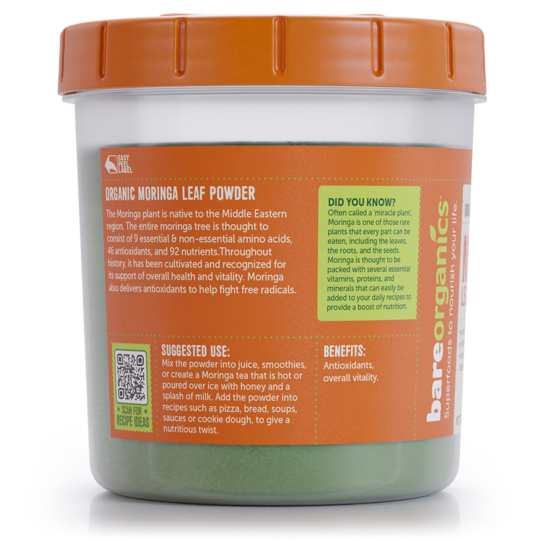 BareOrganics Moringa Leaf Powder-N101 Nutrition