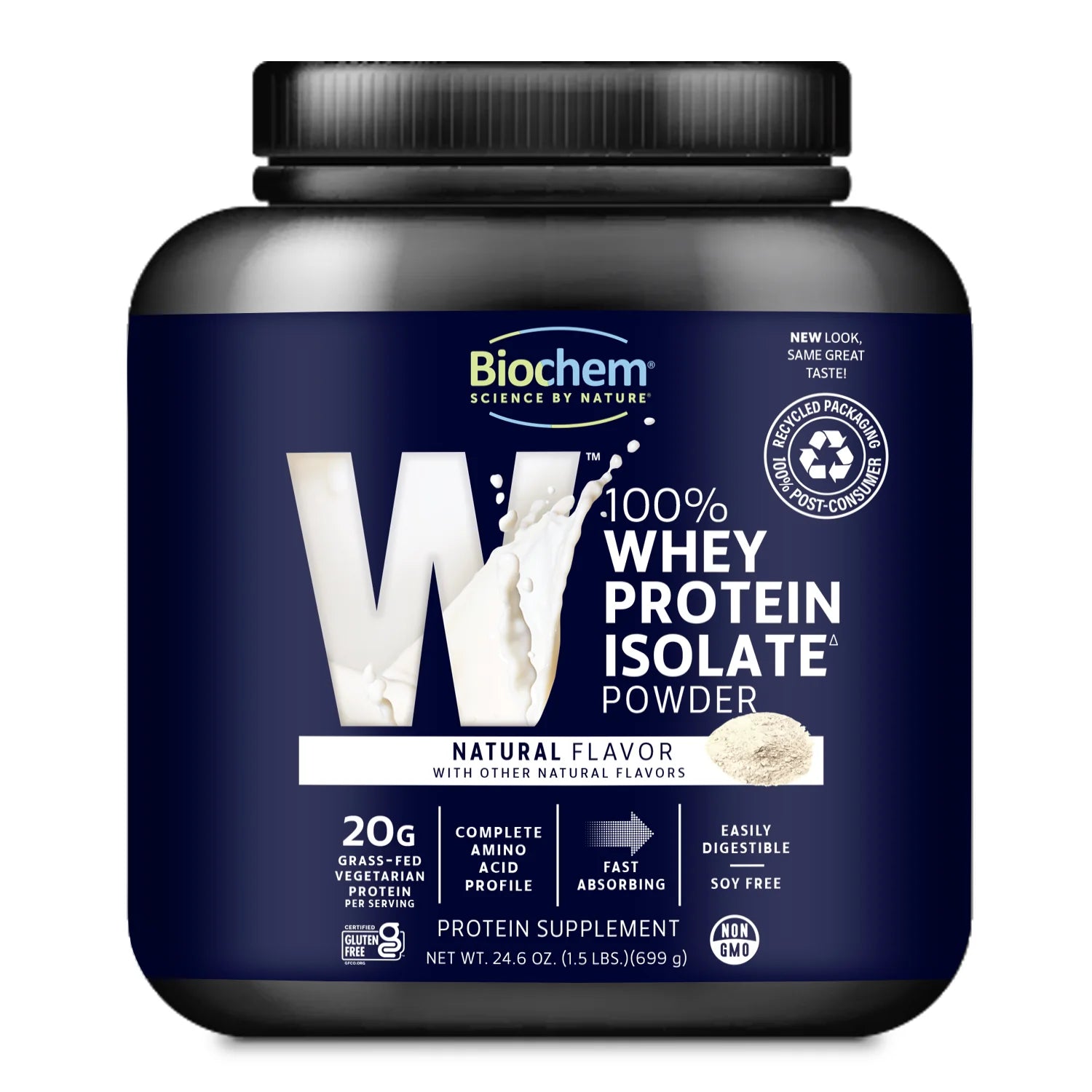 Biochem 100% Whey Isolate Protein-24.6 oz (699 g)-Natural-N101 Nutrition