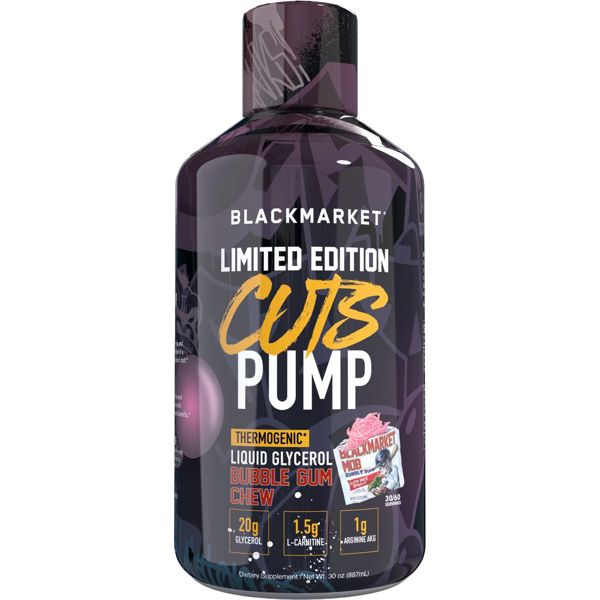 BlackMarket CUTS PUMP Thermogenic Liquid Glycerol-30 fl oz (887 mL)-Bubble Gum Chew (Limited Edition)-N101 Nutrition
