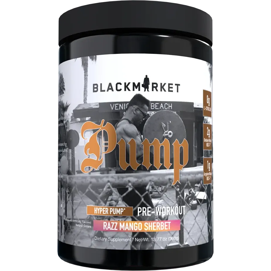 BlackMarket PUMP Pre-Workout-40/20 servings-Razz Mango Sherbet-N101 Nutrition
