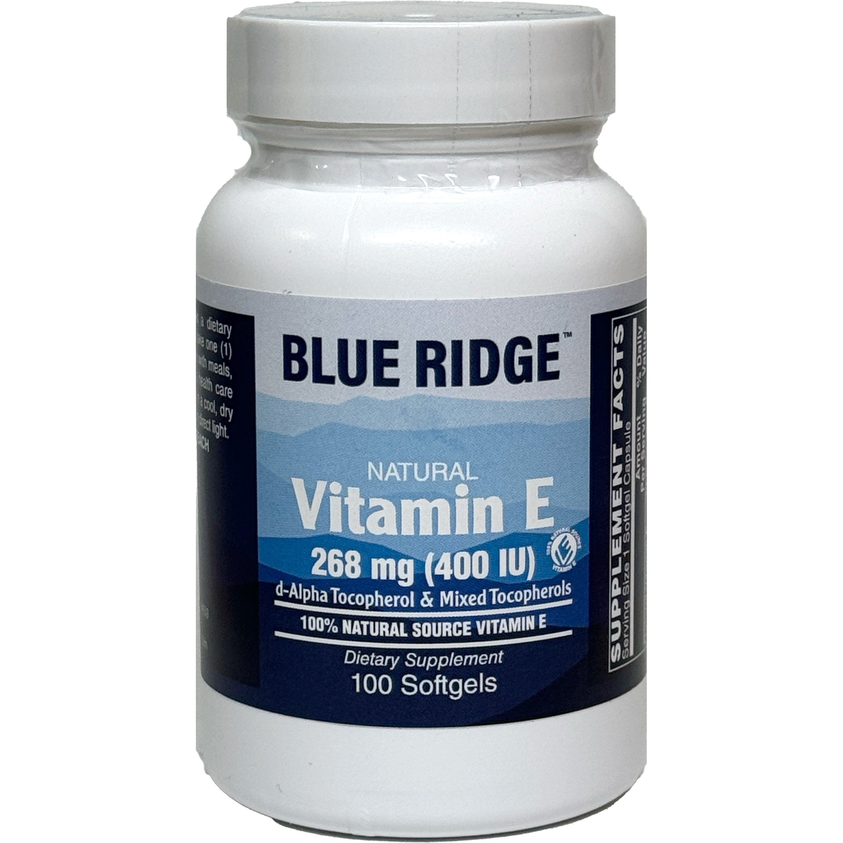 Blue Ridge Natural Vitamin E 268 mg (400 IU)-100 softgels-N101 Nutrition