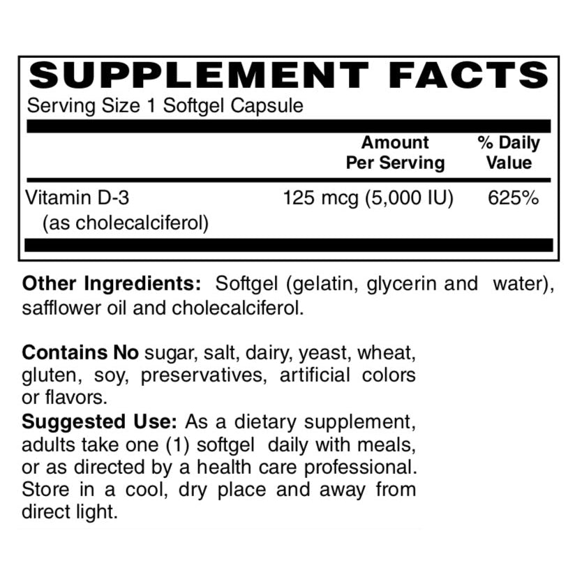 Blue Ridge Vitamin D-3 5,000 IU-N101 Nutrition