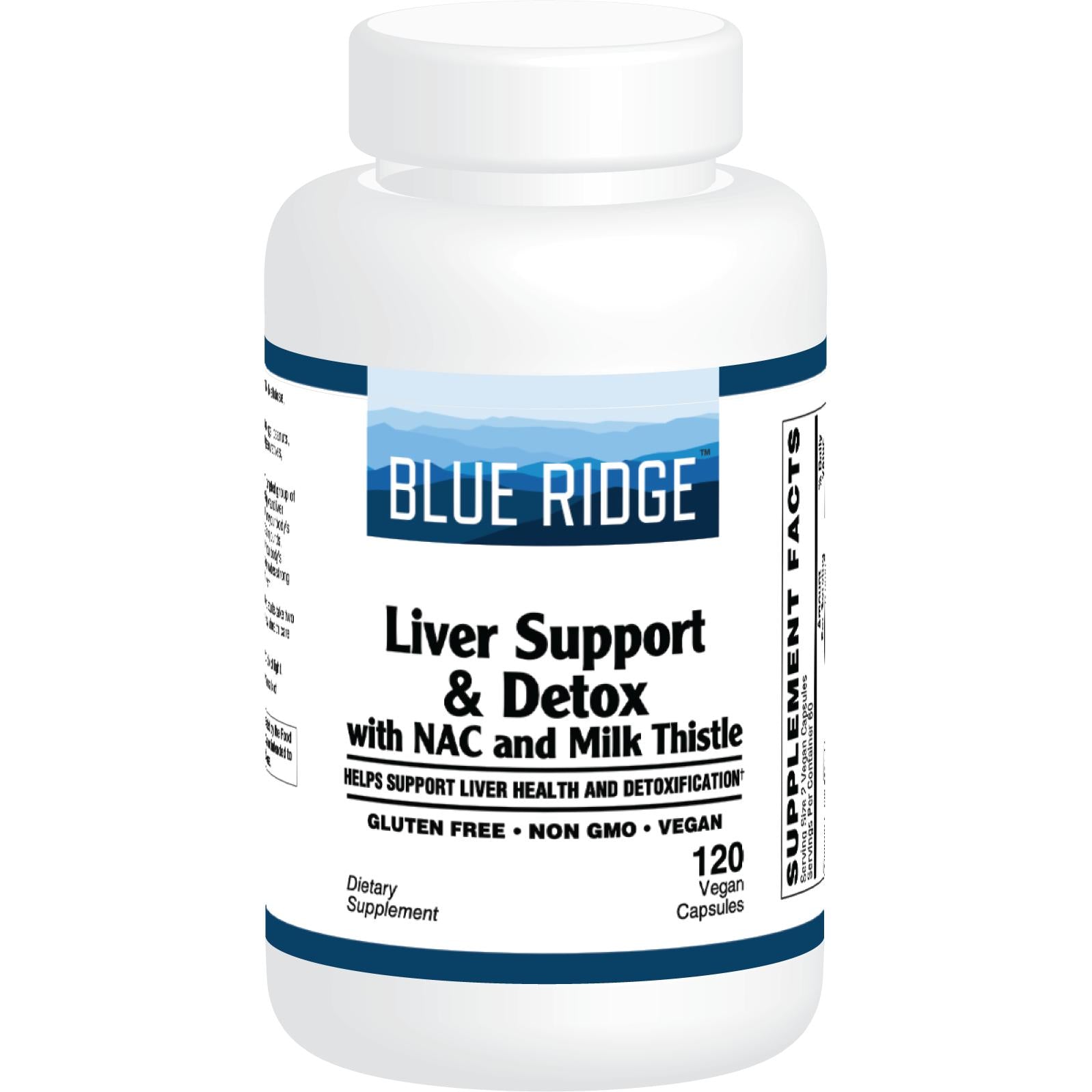 Blue Ridge Vitamins Liver Support & Detox with NAC & Milk Thistle-120 vegan capsules-N101 Nutrition