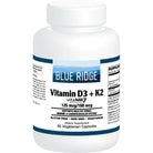 Blue Ridge Vitamins Vitamin D3 + K2 (125 mcg / 100 mcg)-60 vegetarian capsules-N101 Nutrition