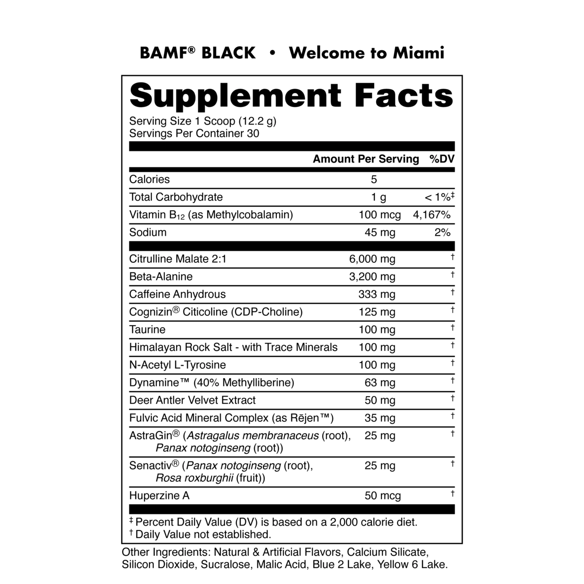 Bucked Up BAMF BLACK-N101 Nutrition