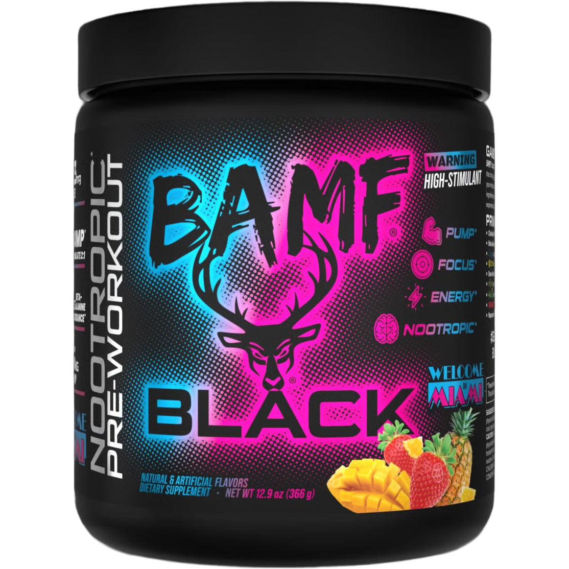 Bucked Up BAMF BLACK-30 servings-Welcome To Miami (Strawberry-Mango-Pineapple)-N101 Nutrition