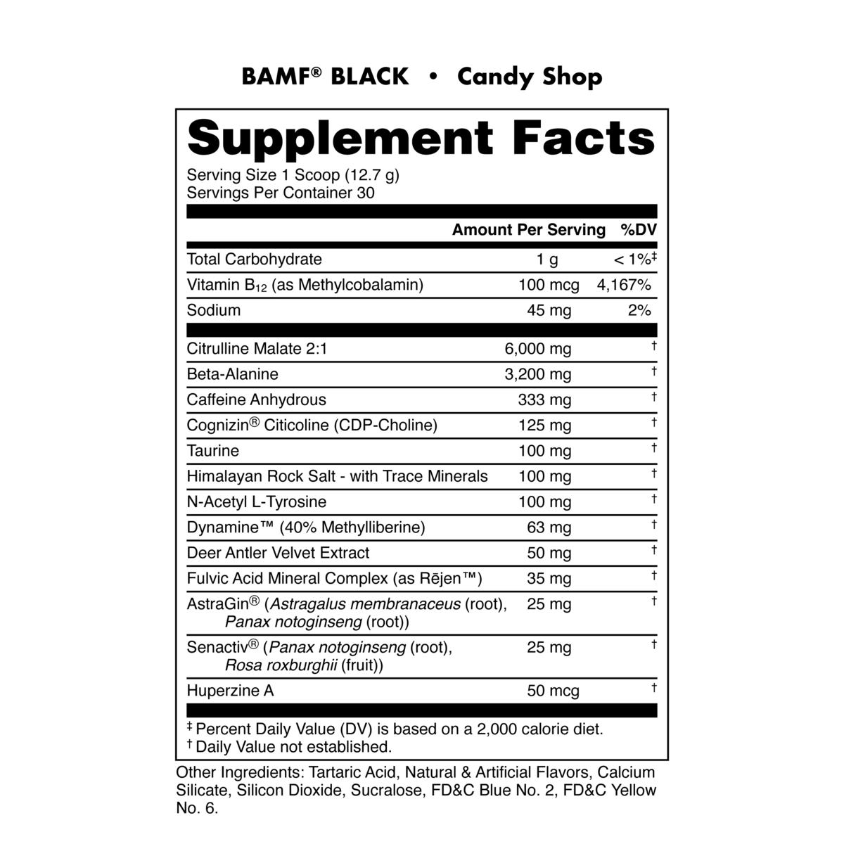 Bucked Up BAMF BLACK-N101 Nutrition